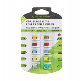Bezpieczniki pł. MINI NISKI PROFIL wsk. LED-10szt.