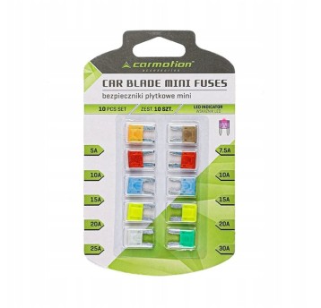 Bezpieczniki płytkowe MINI ze wskaźnikiem LED, 10