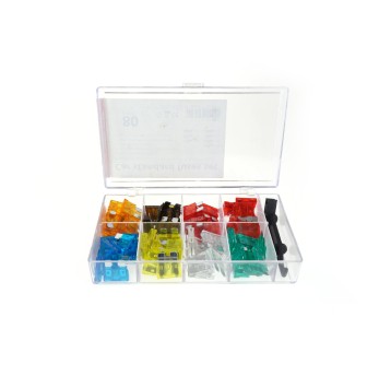 Bezpieczniki samochodowe płytkowe standard zestaw komplet 80 szt. MIX