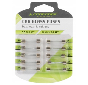 Bezpieczniki szklane 32mm, 10 szt 5A-25A kpl.