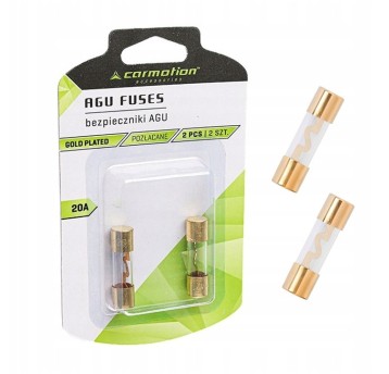 BEZPIECZNIKI SZKLANE AGU 10.3X38MM 20A POZŁACANEx2
