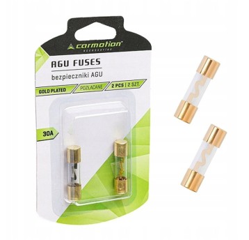 BEZPIECZNIKI SZKLANE AGU 10.3X38MM 30A POZŁACANEx2