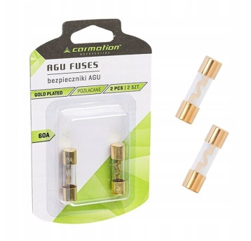 BEZPIECZNIKI SZKLANE AGU 10.3X38MM 60A POZŁACANEx2