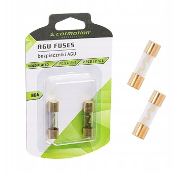 BEZPIECZNIKI SZKLANE AGU 10.3X38MM 80A POZŁACANEx2