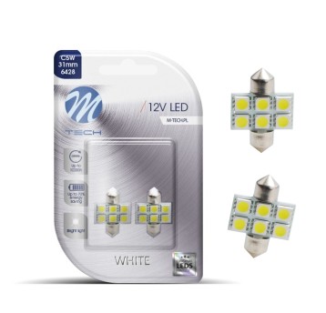Blister 2x Dioda LED L027 - C5W 31mm 6xSMD5050 biała