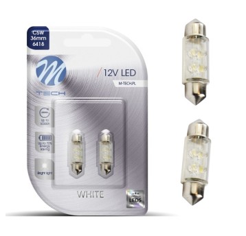 Blister 2x Dioda LED L043 - C5W 36mm 4LED 3mm bi