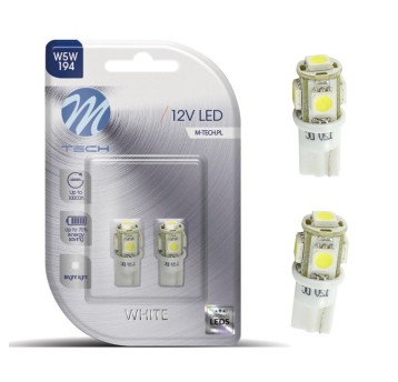 Blister 2x Dioda LED L054 - W5W 5xSMD5050 białe