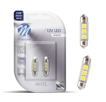 Blister 2x Dioda LED L310 - C5W 36mm 3xSMD5050 CANBUS biała