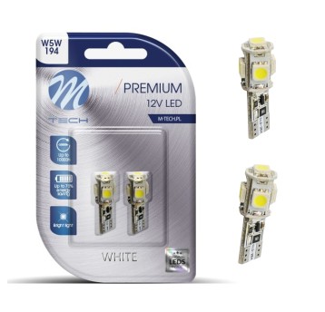Blister 2x Dioda LED L321 - W5W 5xSMD5050 CANBUS biała