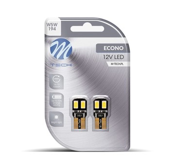 Blister 2x M-TECH Econo LB323W - W5W, 4xSMD5730 LED, 12V CANBUS, White