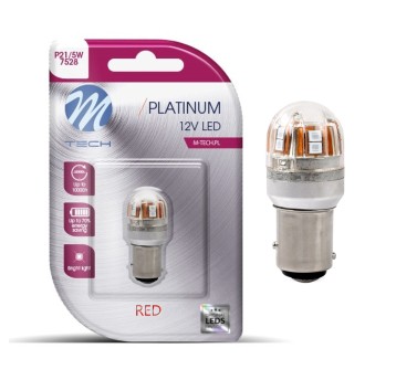 Blister M-TECH Platinum LB827R-01B - P21/5W, 12-24V 15x2835SMD, CANBUS, Red