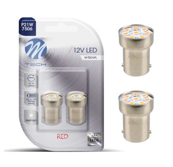 Dioda LED L088 - 2x Ba15s G18 9xSMD2835 czerwony