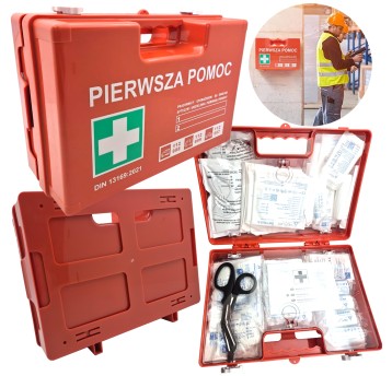 EM Automotive® Apteczka Pierwszej Pomocy Przemysłowa Zakładowa DIN 13169 Walizka z Uchwytem