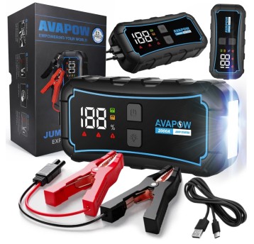EM Automotive® Booster Rozruchowy Jump Starter Powerbank z Latarką 2000A 12000 mAh E5 PRO