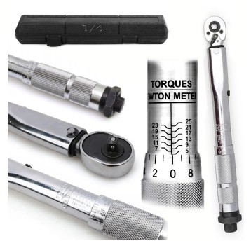 EM Automotive® Klucz Dynamometryczny 1/4 Cala 6,35 mm 5 do 25 Nm CrV Dwustronny do Kół