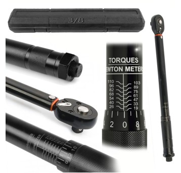 EM Automotive® Klucz Dynamometryczny z Blokadą 3/8 Cala 19 do 110 Nm Dwukierunkowy z Etui