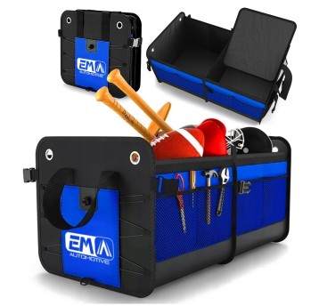 EM Automotive® Organizer do Bagażnika Samochodowego Składany ze Wzmocnionym Dnem i Klapą