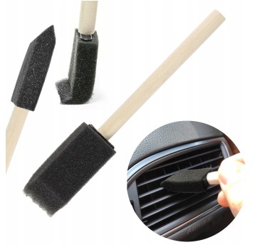 EM Automotive® Pędzelek Gąbkowy z Pianki Płaski z Drewnianą Rączką Czarny 45x25 mm 1 Sztuka