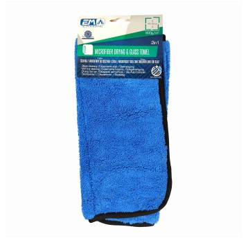 EM Automotive® Ściereczka z Mikrofibry 2 w 1 600 GSM do Szyb Bez Smug i Osuszania Auta