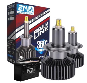 EM Automotive® Żarówki LED H7 Premium Line 100 W 6000K CANBUS 360 Stopni z Soczewką