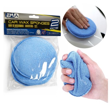 EM Automotive® Zestaw 2 Aplikatorów Gąbkowych do Woskowania i Polerowania Samochodu 125 mm