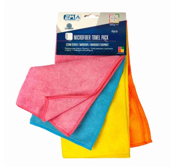 EM Automotive® Zestaw 4 Ściereczek z Mikrofibry 30x30 cm 260 GSM do Auta i Domu