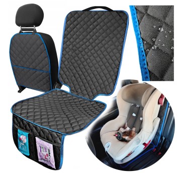 EM Automotive® Zestaw Mat Ochronnych pod Fotelik Samochodowy z Organizerem i Otworem ISOFIX