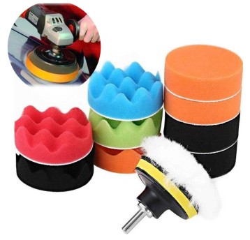 EM Automotive® Zestaw Padów Polerskich z Rzepem i Adapterem 80 mm 11 Elementów