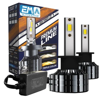 EM Automotive® Zestaw Żarówek LED H1 Premium Line Triple Color