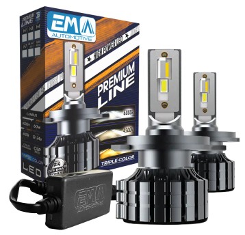 EM Automotive® Zestaw Żarówek LED H4 Premium Line Triple Color