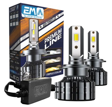 EM Automotive® Zestaw Żarówek LED H7 Triple Color 3000K 4300K 6000K 3w1