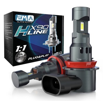 EM Automotive® Zestaw Żarówek LED X90 H11 Plug and Play Komplet 2 Sztuki
