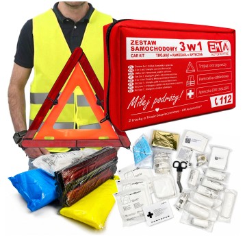 EM Zestaw 3w1 Apteczka DIN13164 Kamizelka Trójkąt