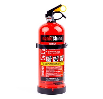 Gaśnica proszkowa 2 kg ABC z głowicą plastikową, manometrem i wieszakiem