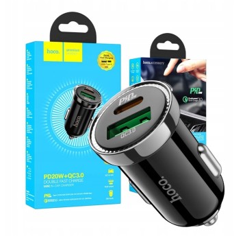 HOCO CAR CHARGER 1xUSB-C 1xUSB-B PD20W QC3.0