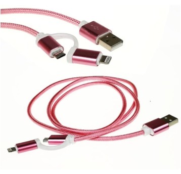 & Kabel Micro USB - IPhone 5 Vega Różowy nylon BOX