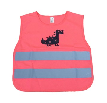 Kamizelka ostrzegawcza odblaskowa dziecięca różowa dinozaur AMIO-03989