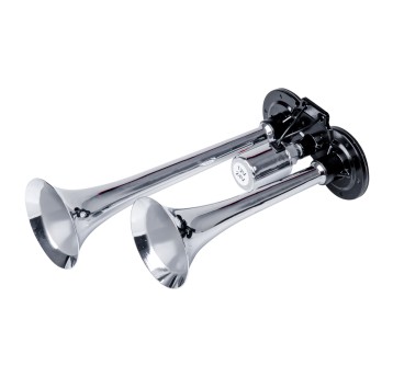 Klakson sygnał dźwiękowy fanfara podwójna chrom 12V 24V