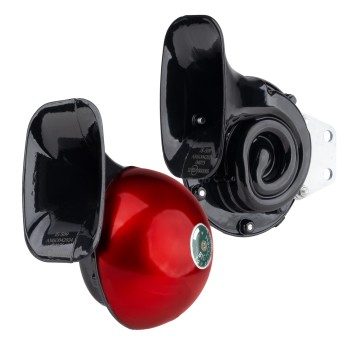 Klakson sygnał dźwiękowy komplet 2 szt. czerwone 125 mm 12V
