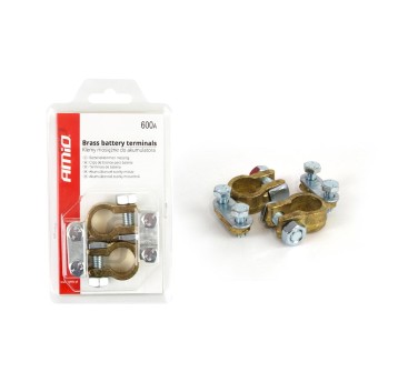 Klemy akumulatora mosiężne 600AMP, 2 szt. w blistr