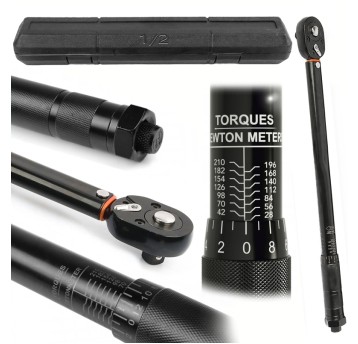 KLUCZ DYNAMOMETRYCZNY 1/2" 12.5mm 28-210Nm CrV +- 4% DWUSTRONNY CZARNY