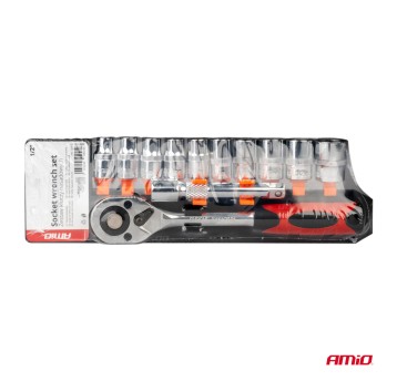 Klucz nasadowy grzechotka zestaw 11 szt 1/2" 10-24mm