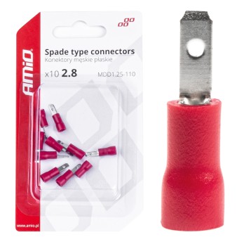 Konektory izolowane męskie płaskie 3.8mm 0.5-1.5mm2 10A 10szt