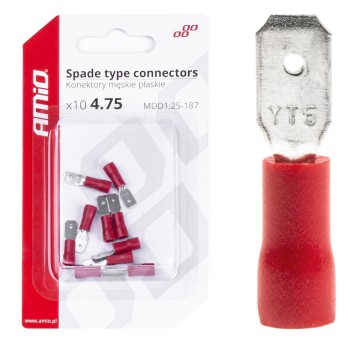 Konektory izolowane męskie płaskie 5.6mm 0.5-1.5mm2 10A 10szt