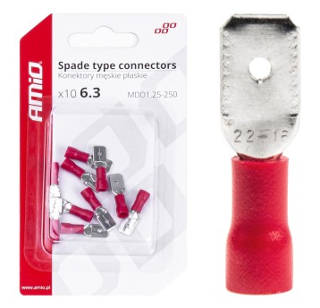 Konektory izolowane męskie płaskie 7.4mm 0.5-1.5mm2 10A 10szt