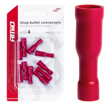 Konektory izolowane żeńskie okrągłe walcowe 4mm 0.5-1.5mm2 10A 10szt