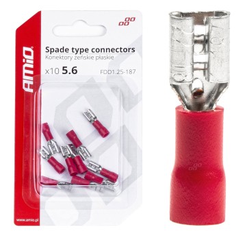 Konektory izolowane żeńskie płaskie 5.6mm 0.5-1.5mm2 10A 10szt