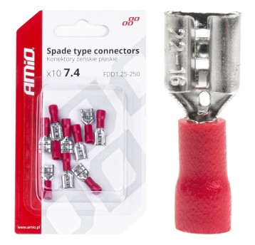 Konektory izolowane żeńskie płaskie 7.4mm 0.5-1.5mm2 10A 10szt