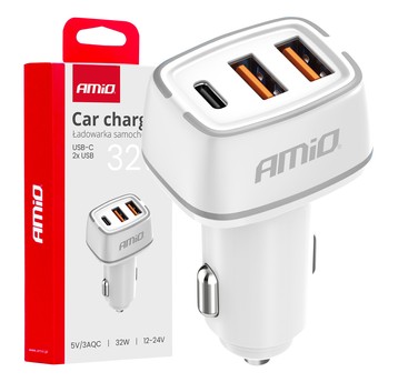 Ład. samoch. 2x USB-A + USB-C 32W
