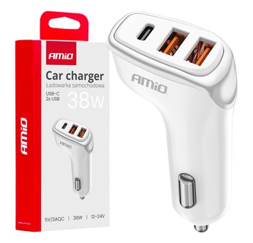 Ład. samoch. 2x USB-A + USB-C 38W